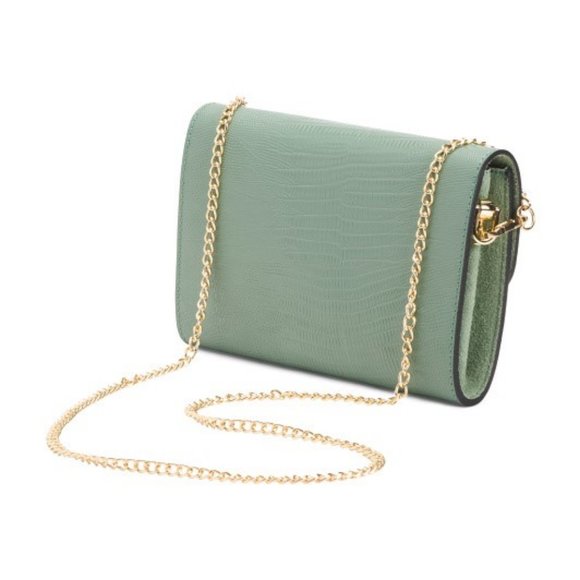 VIOLA CASTELLANI Made In Italy Leather Crossbody With Chain Strap - Picture 2 of 3